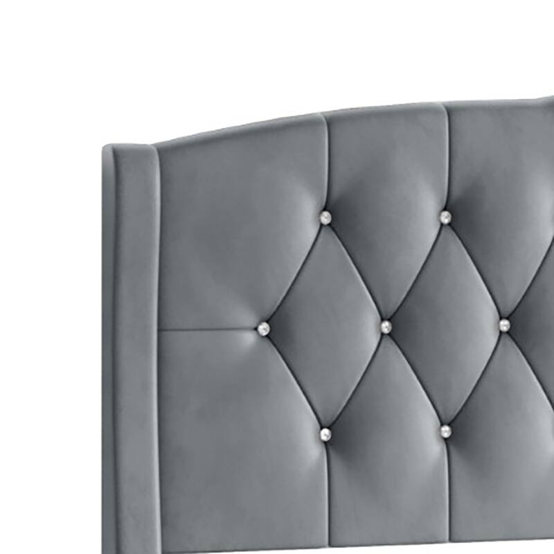 CraftPorch Velvet Diamond Button Tufted Upholstered Platform Bed
