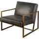 preview thumbnail 4 of 3, Armelle I Black Leather Seat w/Gold Metal Frame Accent Chair - 28.25" W x 32.75" D x 30.0" H