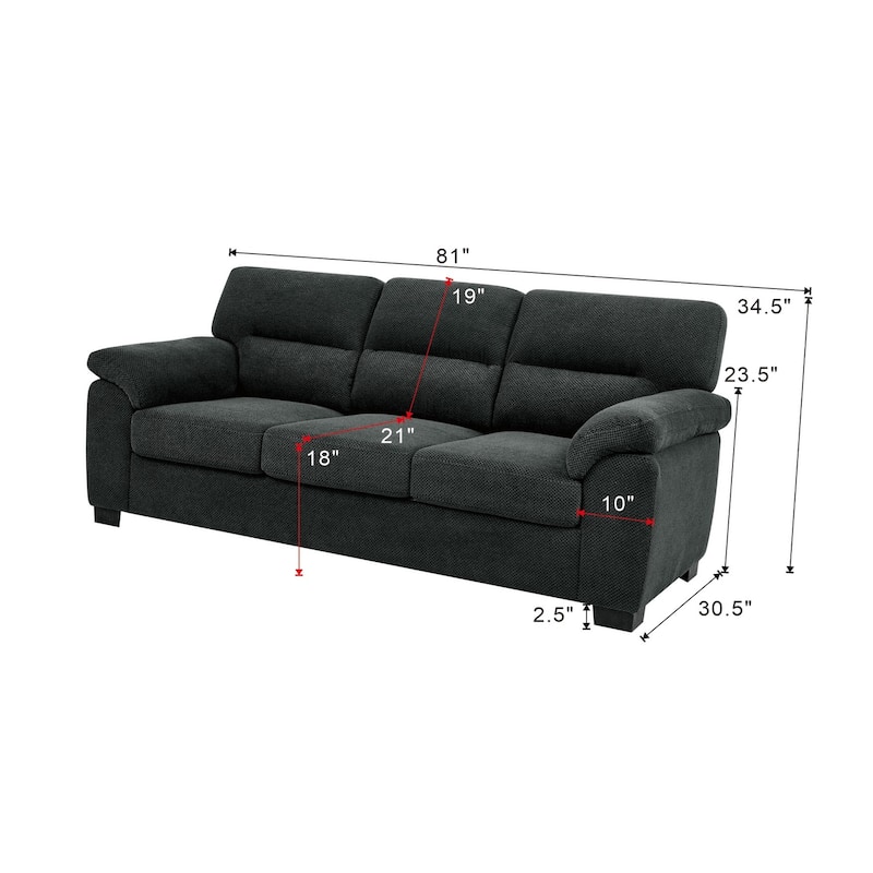 81" Modern Textured Fabric 3-Seater Sofa