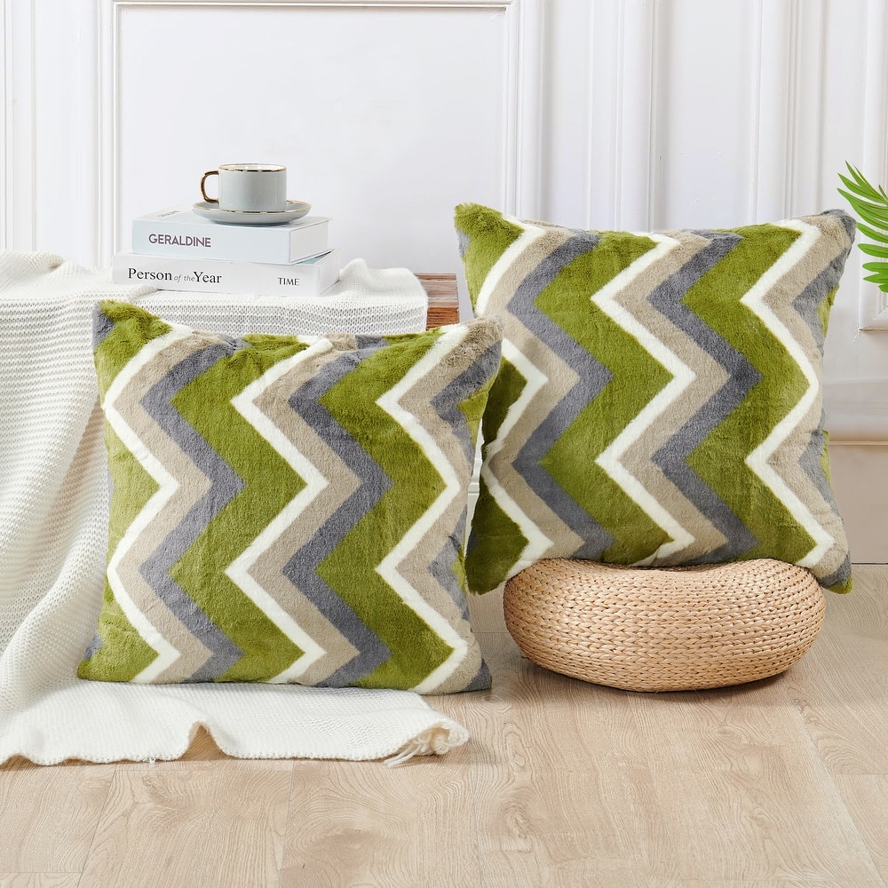 FauxFur Chevron Pillow Shell 2 Piece Set, NO INSERT