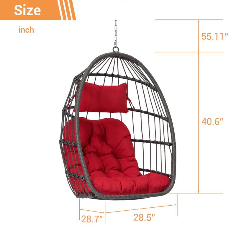PE Rattan Egg Hanging Chair with Cushion
