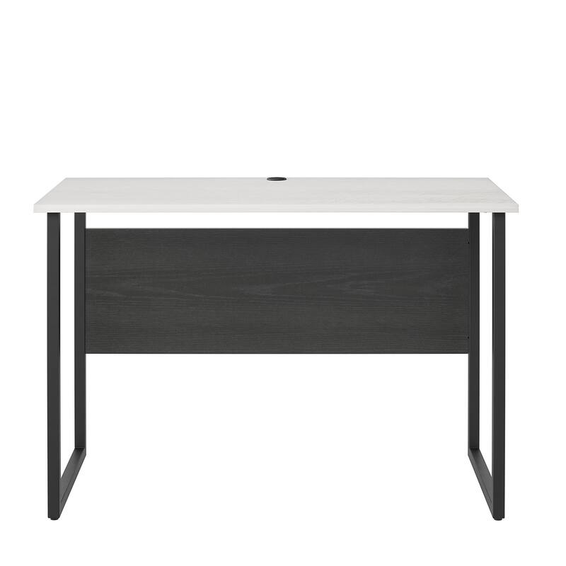 Roomfitters Sorina Writing Desk with U-Shaped Metal Legs and Two-Tone Finish, White and Light Oak