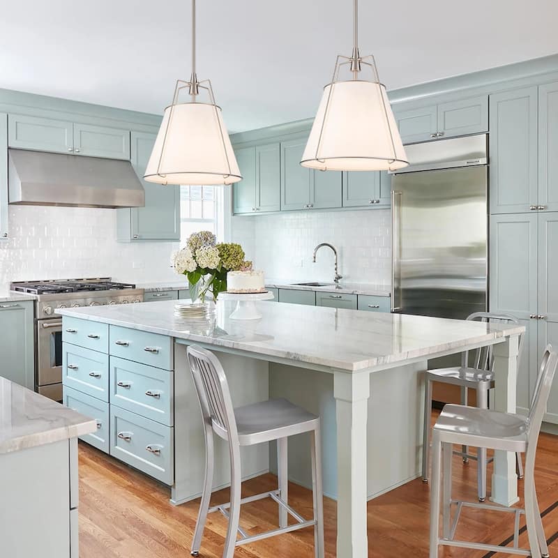 Mid Century 4-Light Conical Fabric Shade Lantern Pendant Ambient Light