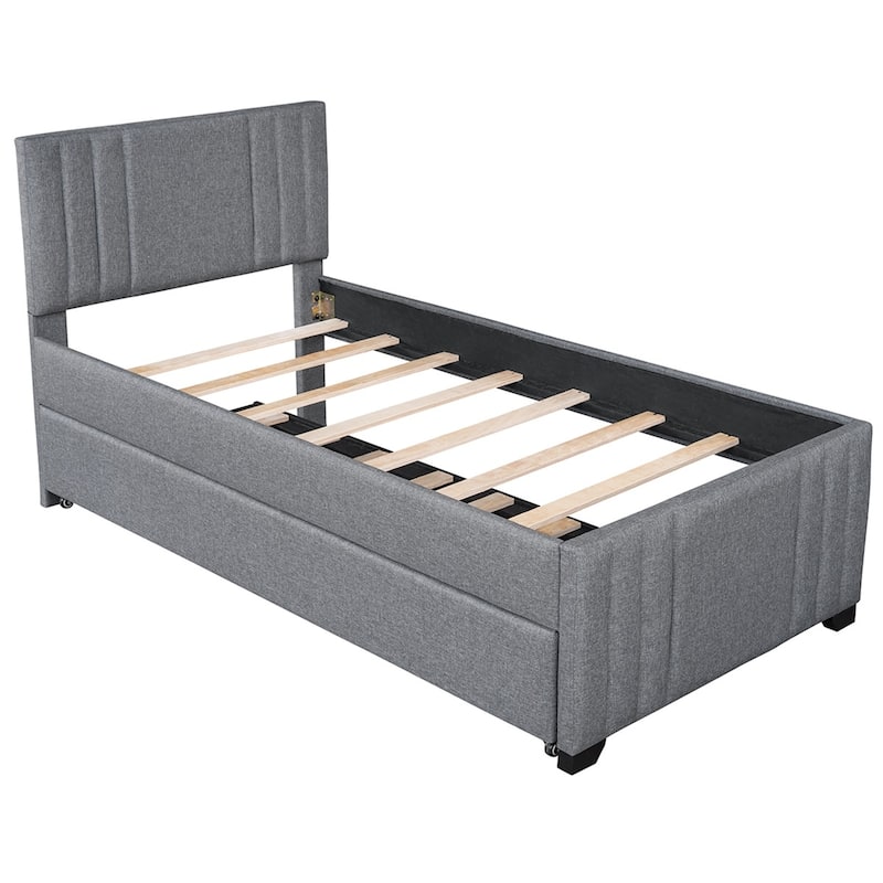 Merax Upholstered Platform Bed with Twin Trundle