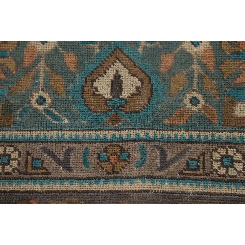 Blue Over Dyed Tabriz Persian Vintage Rug Handmade Wool Carpet - 8'2"x 11'4"