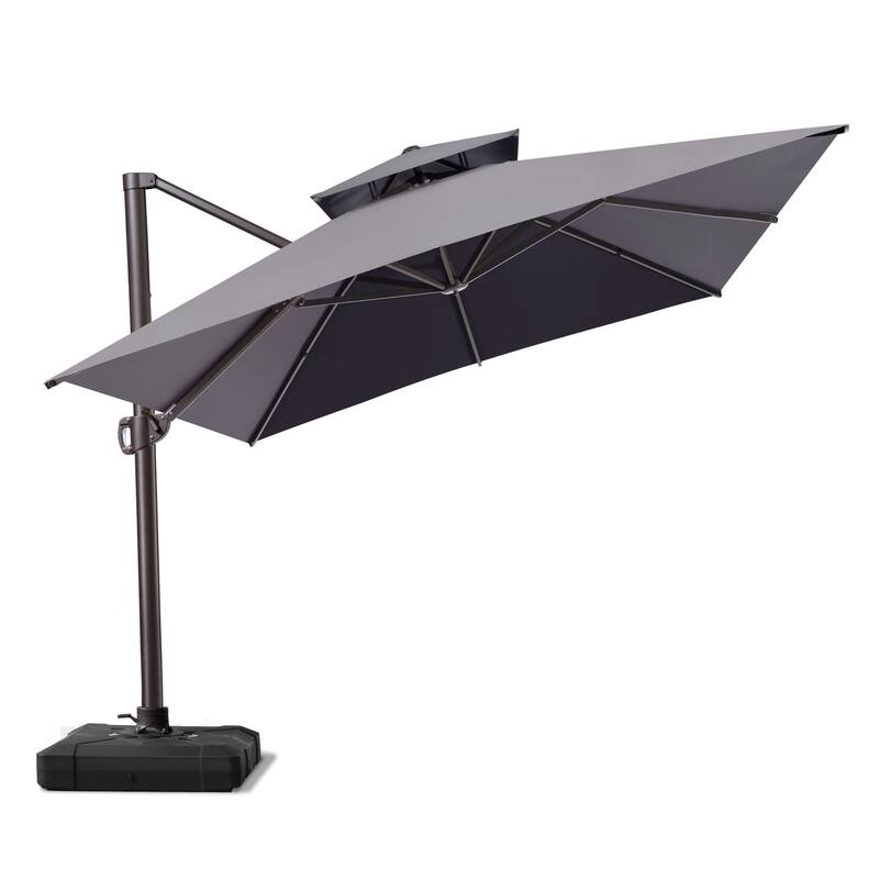 VredHom Outdoor Patio Offset Umbrella 360 Degree Rotation with Base