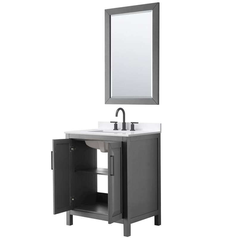 Daria 30-inch Single Vanity, 3 Hole Quartz Top, 24-inch Mirror