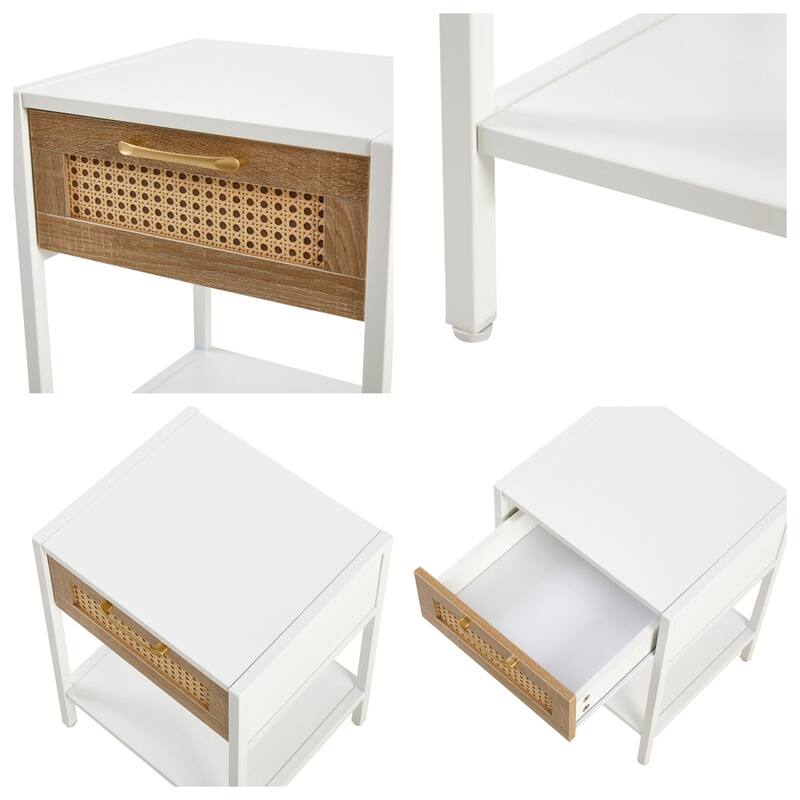 Modern Nightstand with Drawer and Metal Legs