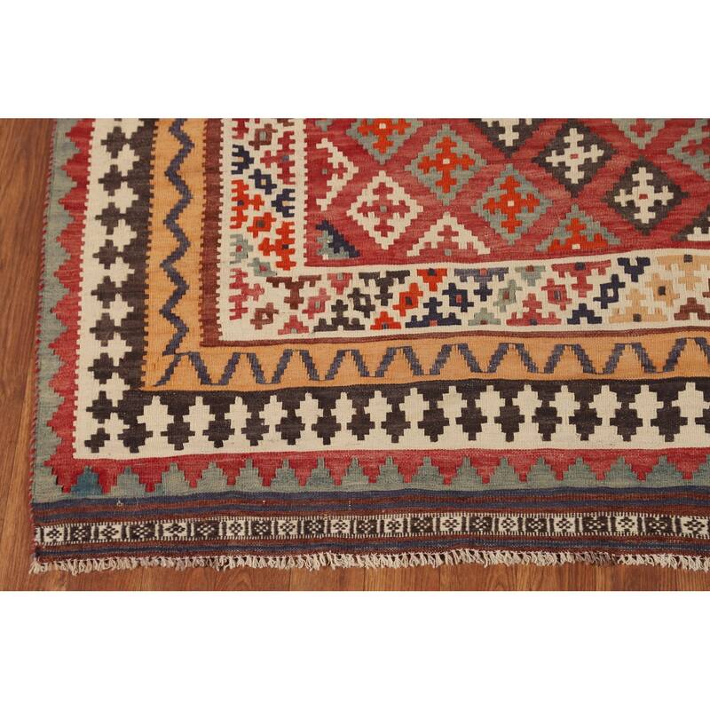 Kilim Qashqai Persian Vintage Rug Flatweave Traditional Wool Carpet - 4'2"x 7'8"