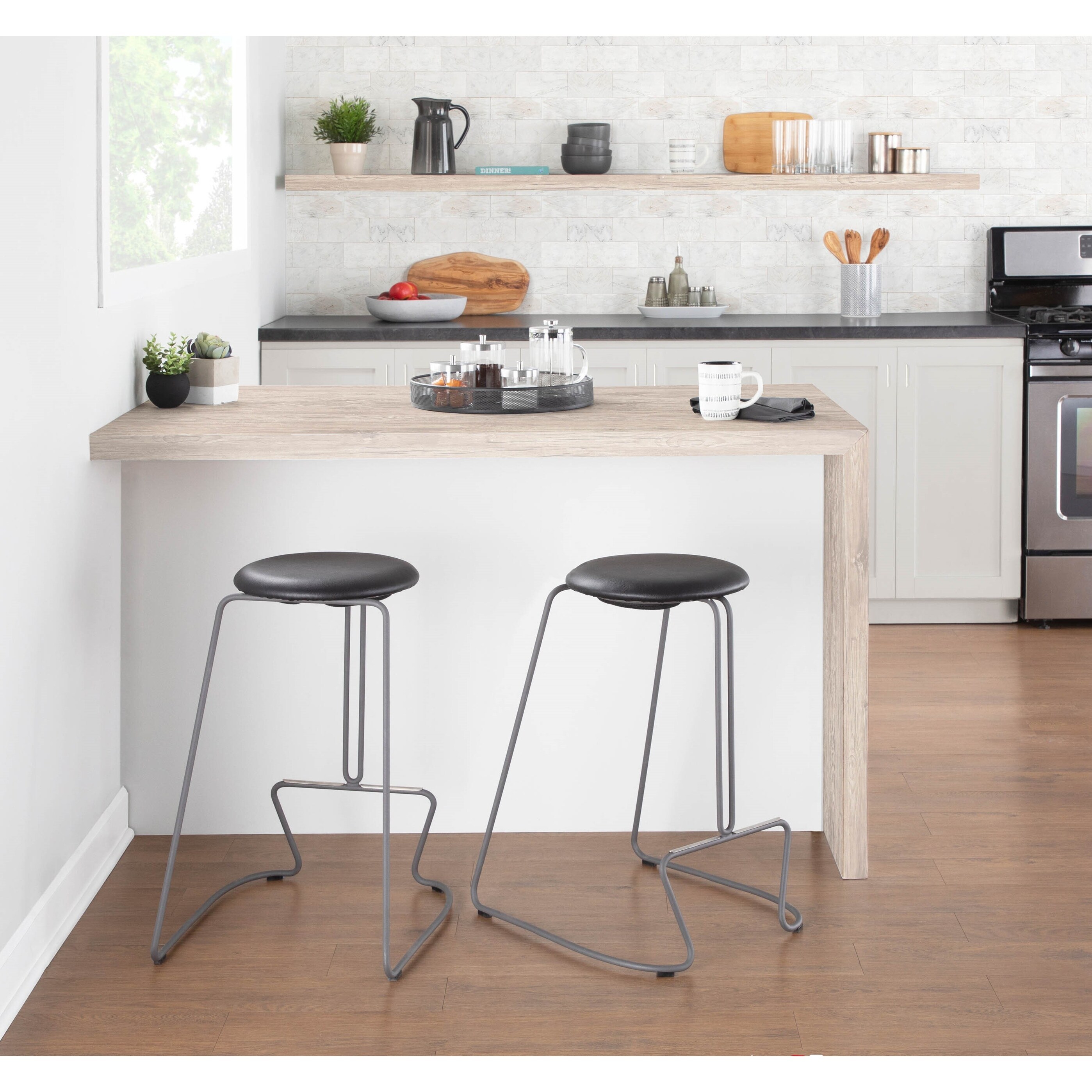 Strick Bolton Anya Counter Stool in Grey Metal Set of 2 On