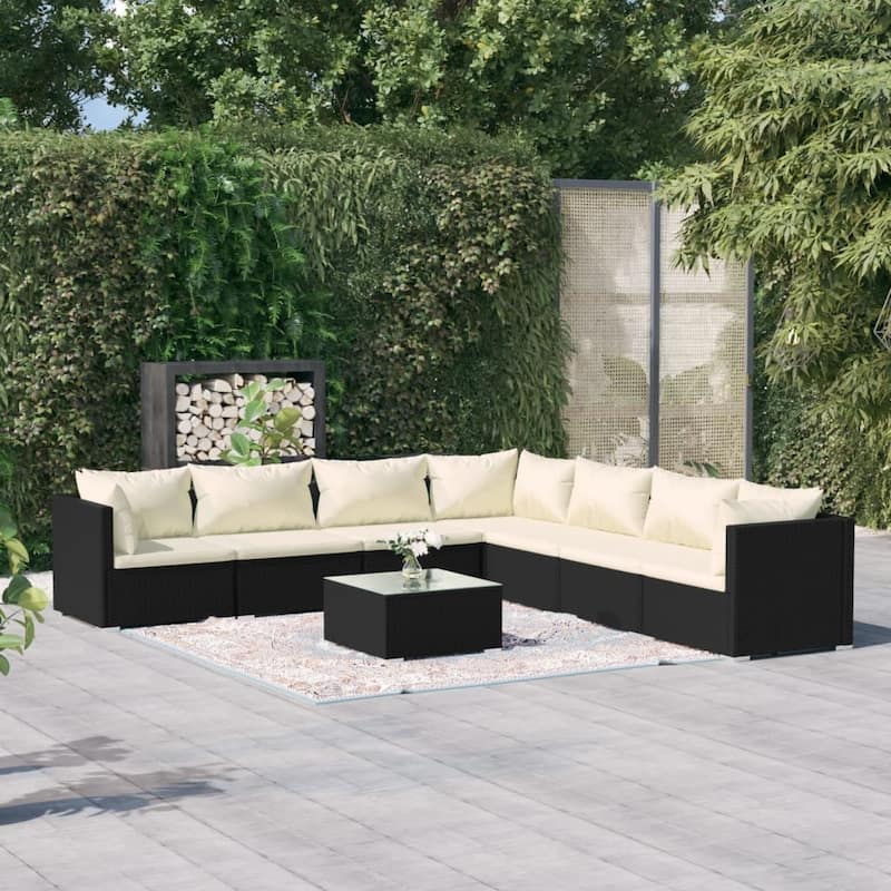 vidaXL Patio Lounge Set Outdoor Sectional Sofa Set Table Garden Poly Rattan