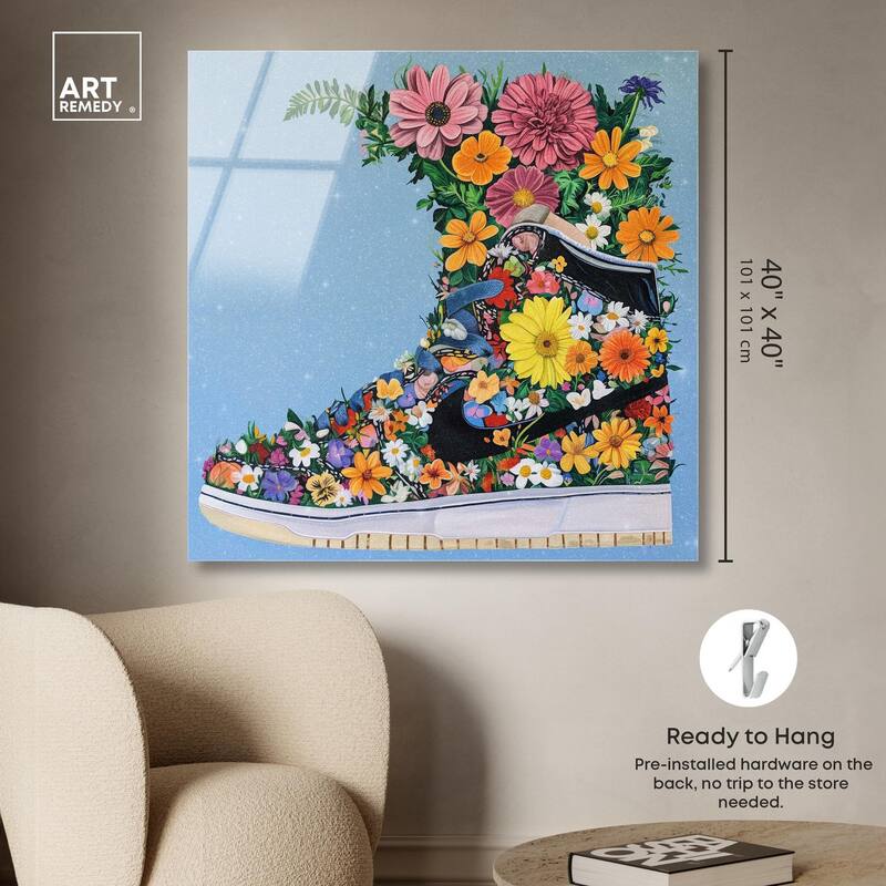 Blooming Floral Sneaker Acrylic by Art Remedy, Ready to Hang