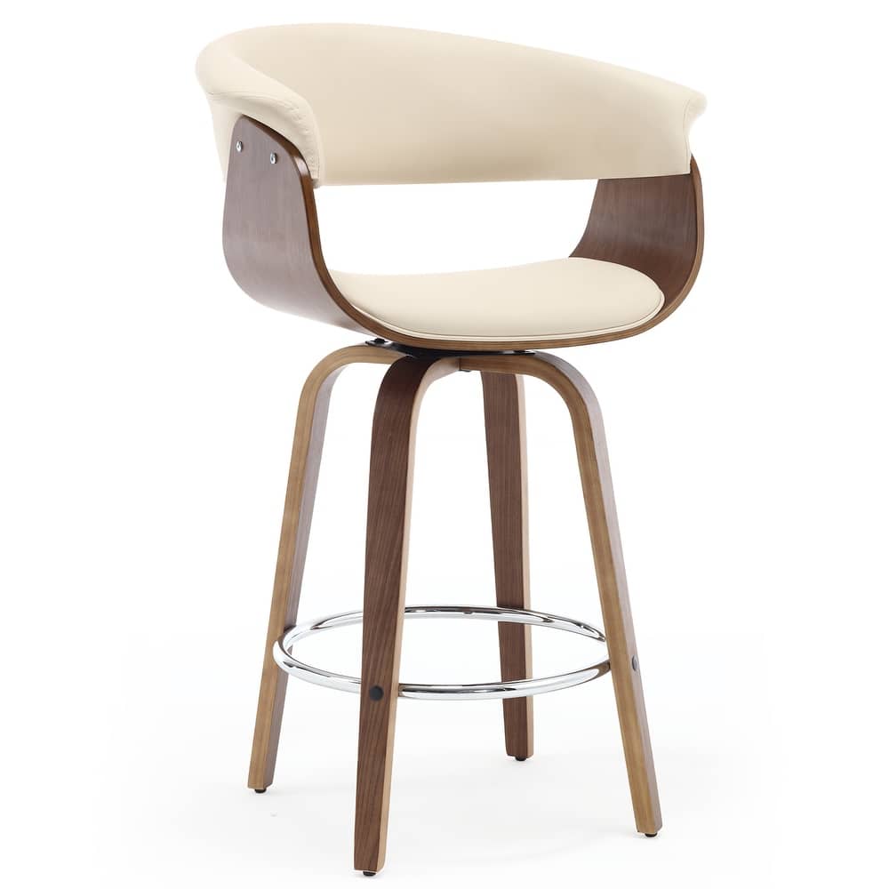 26"/29" Faux Leather Swivel Bar Stools, Wood Counter Stool