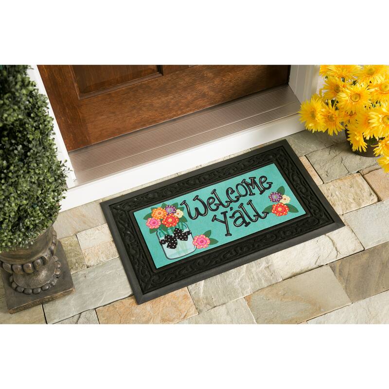 22 in. x 10 in. Seasonal Sassafras Switch Mat Collection w/ Decorative Rubber Frame (Set of 5)