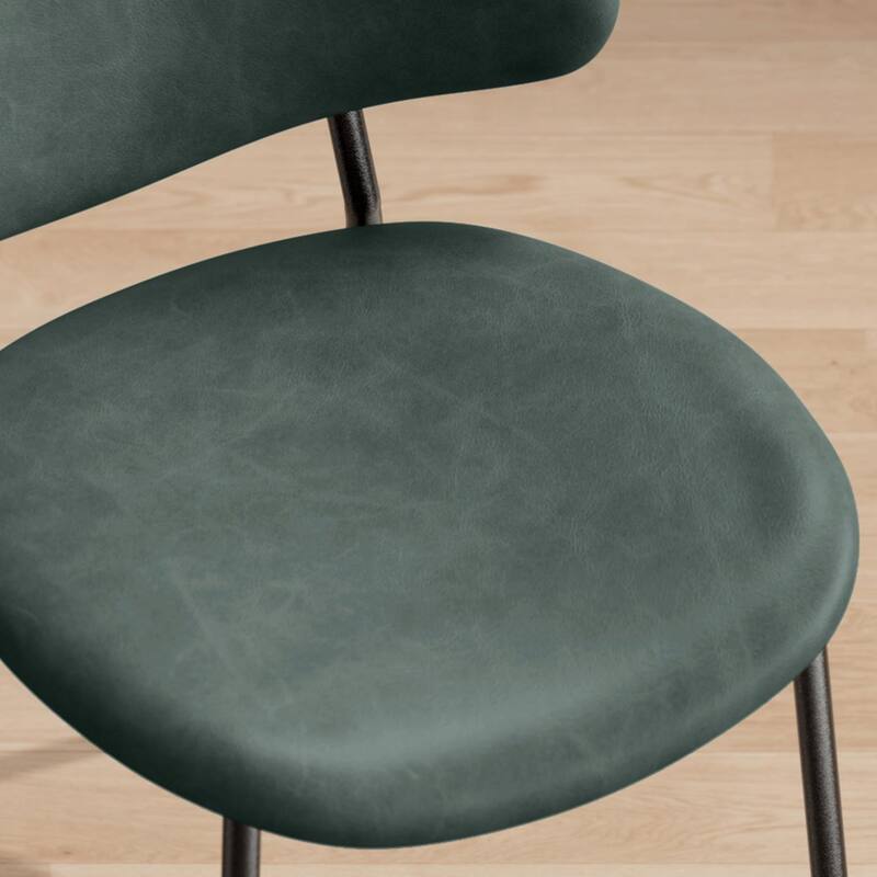 Set of 4 Mid-Century Dining Chairs - PU Leather, Curved Back