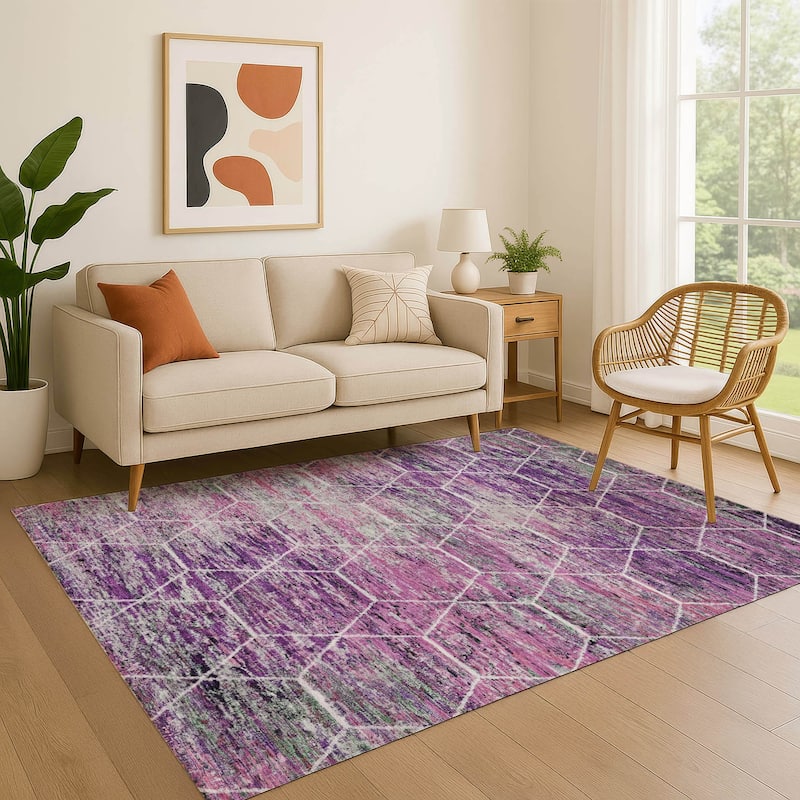 Premium Washable Super Soft Geo Abstract Mayfield Rug - Purple - 2'6" x 3'10"