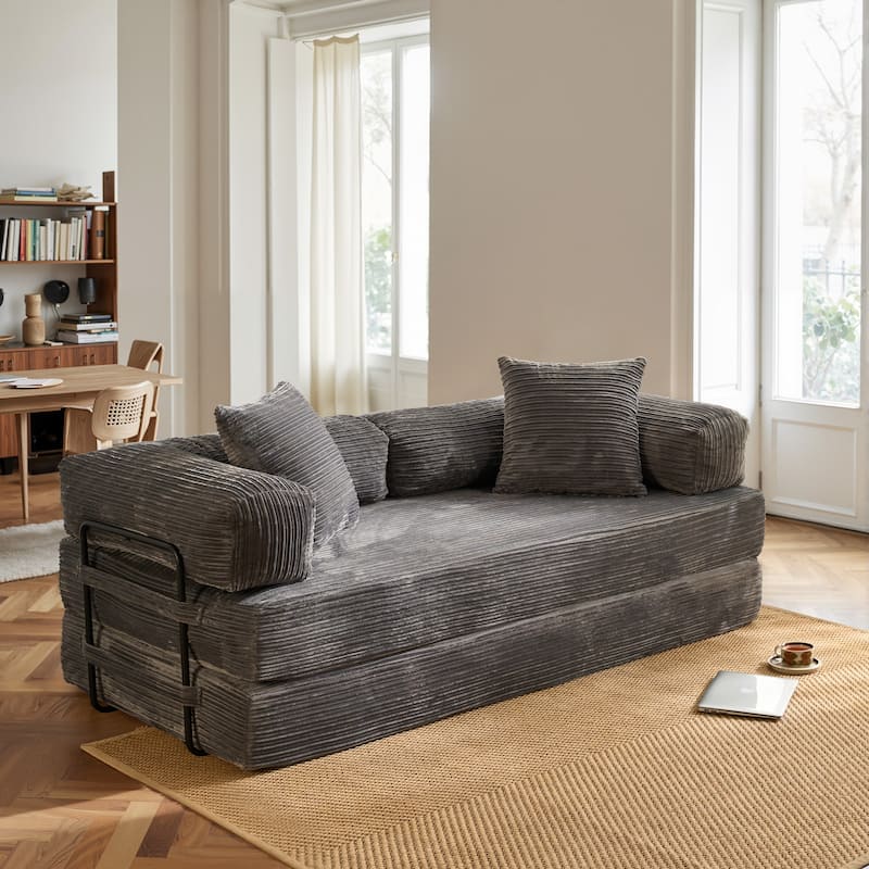 OVIOS Supreme Soft Fluffy Loveseat Sleeper Sofa - Grey