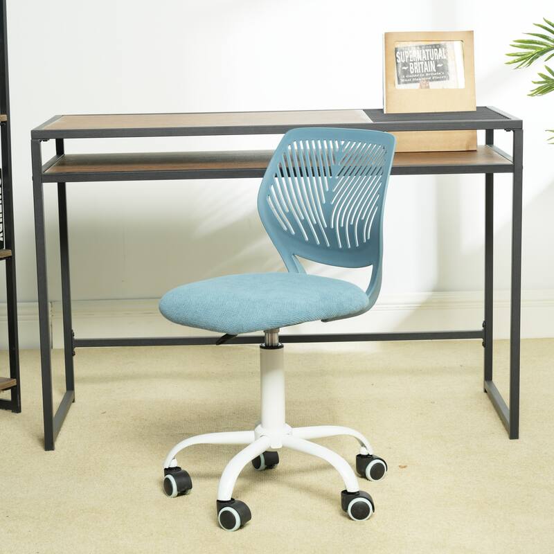HomyLin Armless Swivel Kids Desk Chair with Mesh Padded Seating