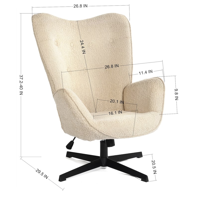 HomyLin Upholstered Accent Chair Elegant Beige Fabric Side Chair No Wheels