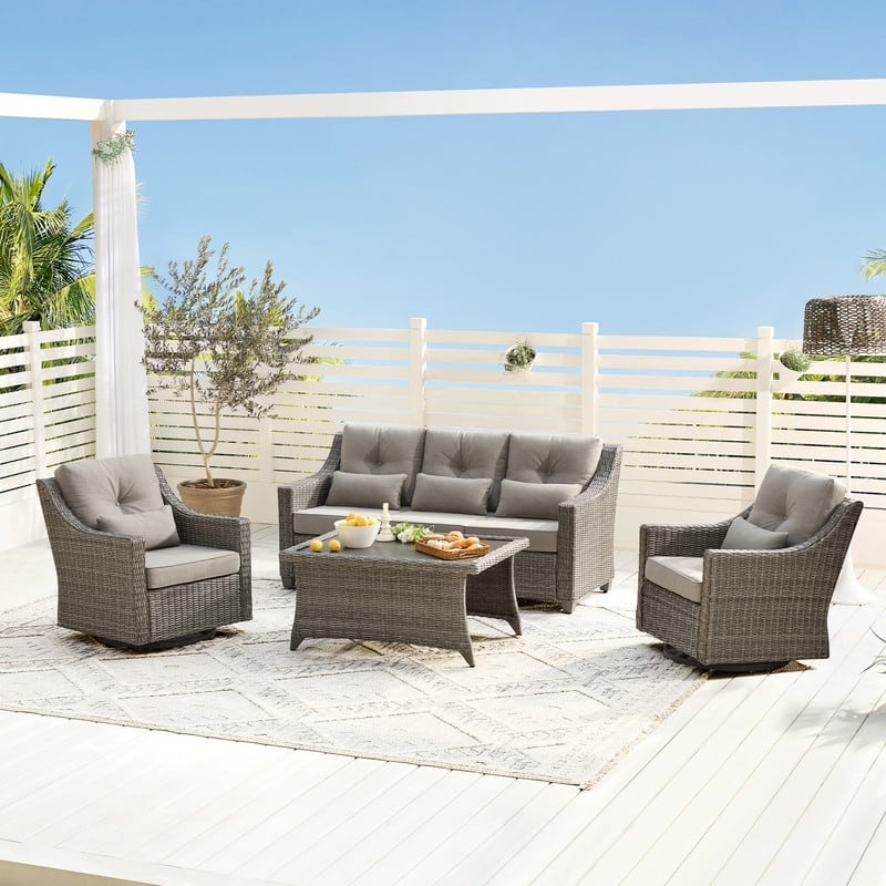 Murphy 4-Piece Outdoor Wicker Patio Furniture Conversation Sofa Sets
