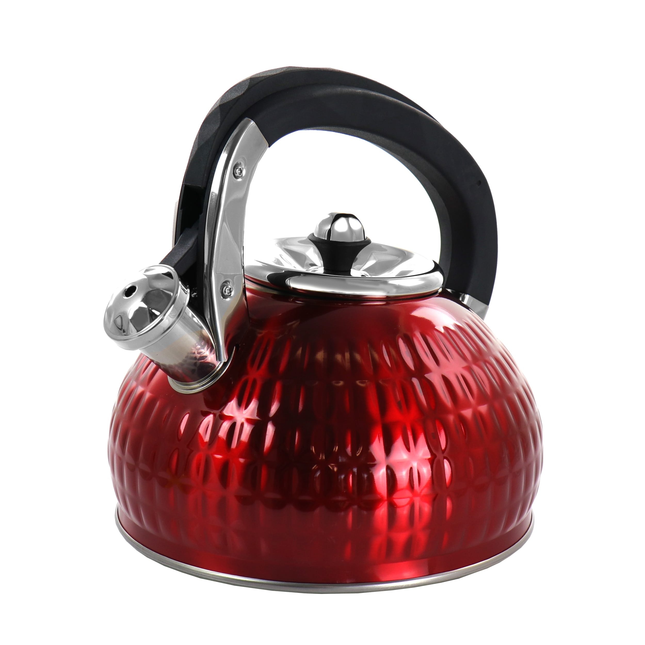 Copco 2.1 Qt Whistling Stainless Steel Tea Kettle, Glossy Red 