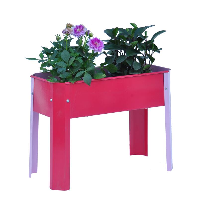Outdoor Galvanized Raised Garden Bed Elevated Garden Planter Flowerpot Box with Legs for Gardening Vegetables Flower
