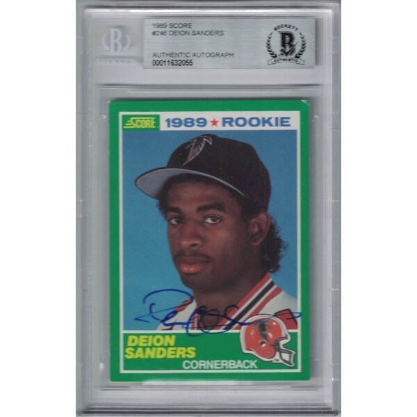 Shop Deion Sanders Atlanta Falcons 1989 Score 246 Trading Card BAS Slab Black 5' x 8
