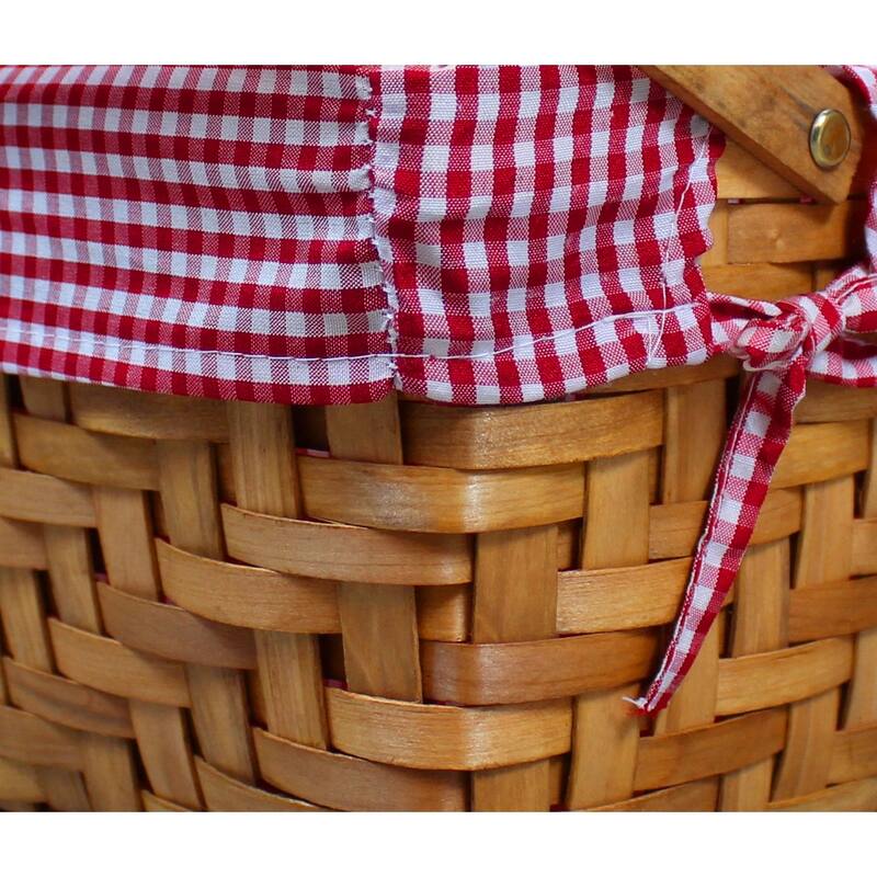 Wicker Rectangular Basket Lined with Gingham Lining