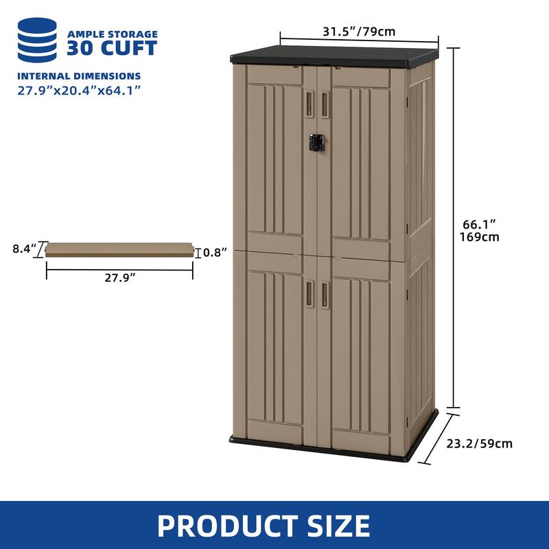 Outdoor Storage Shed with 4 Shelves - N/A