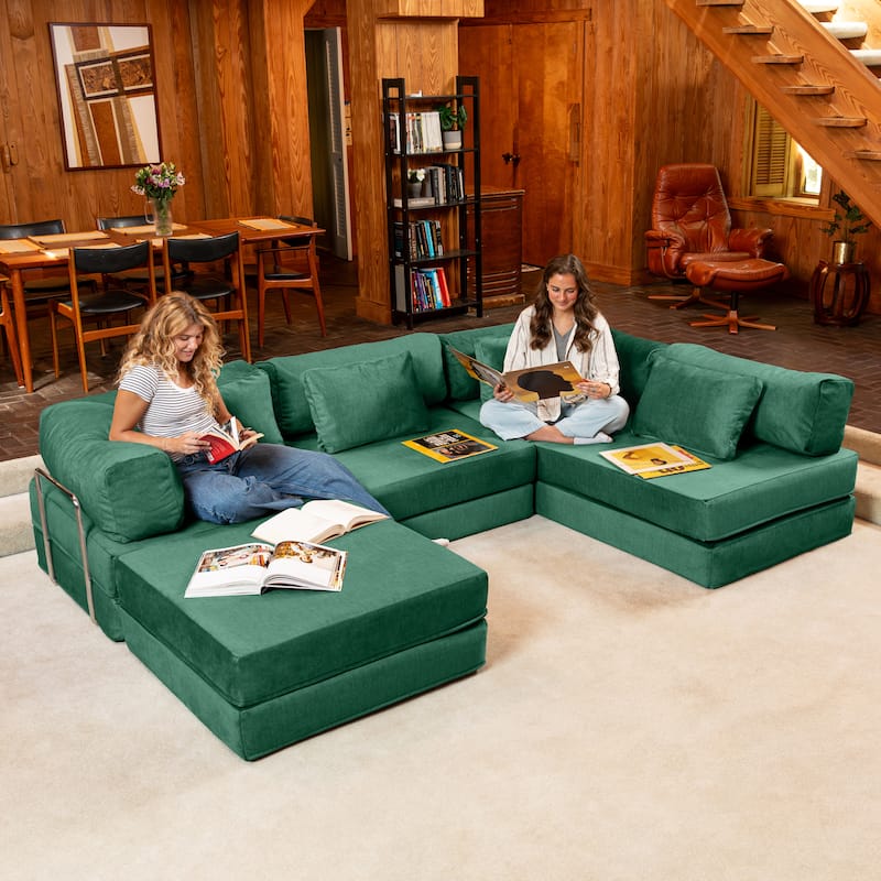 Jaxx Unsofa Modular Convertible Sectional Sofa with Fold Out King Sleeper Bed