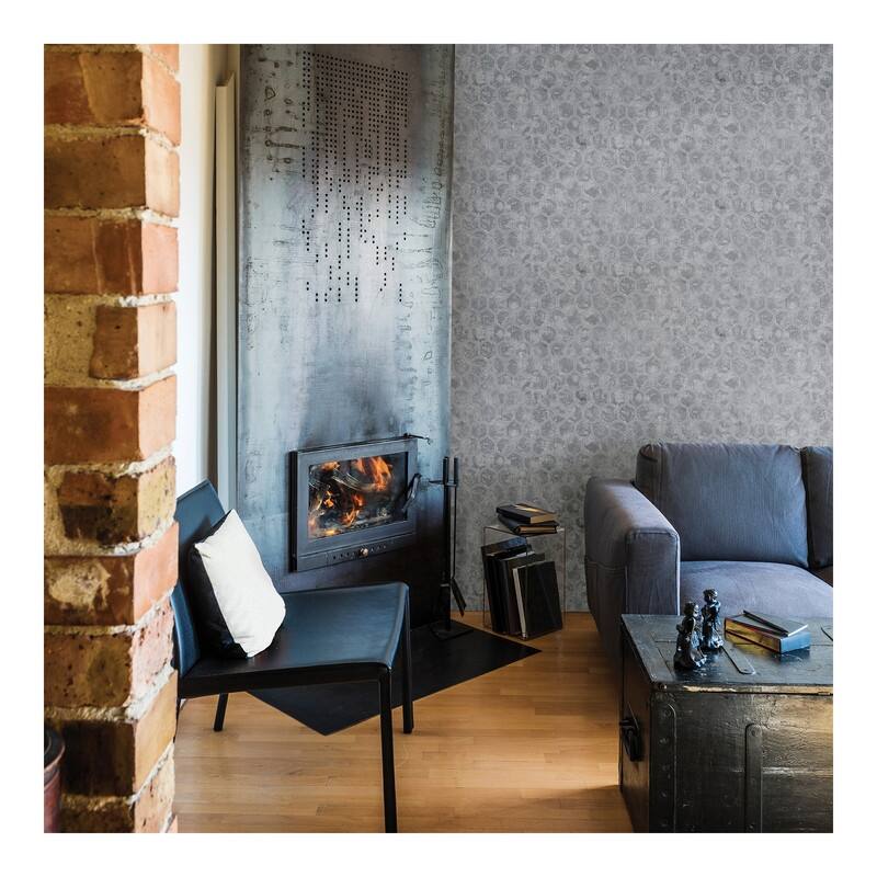 Brewster Starling Pewter Honeycomb Wallpaper - 27.5 x 396 x 0.025