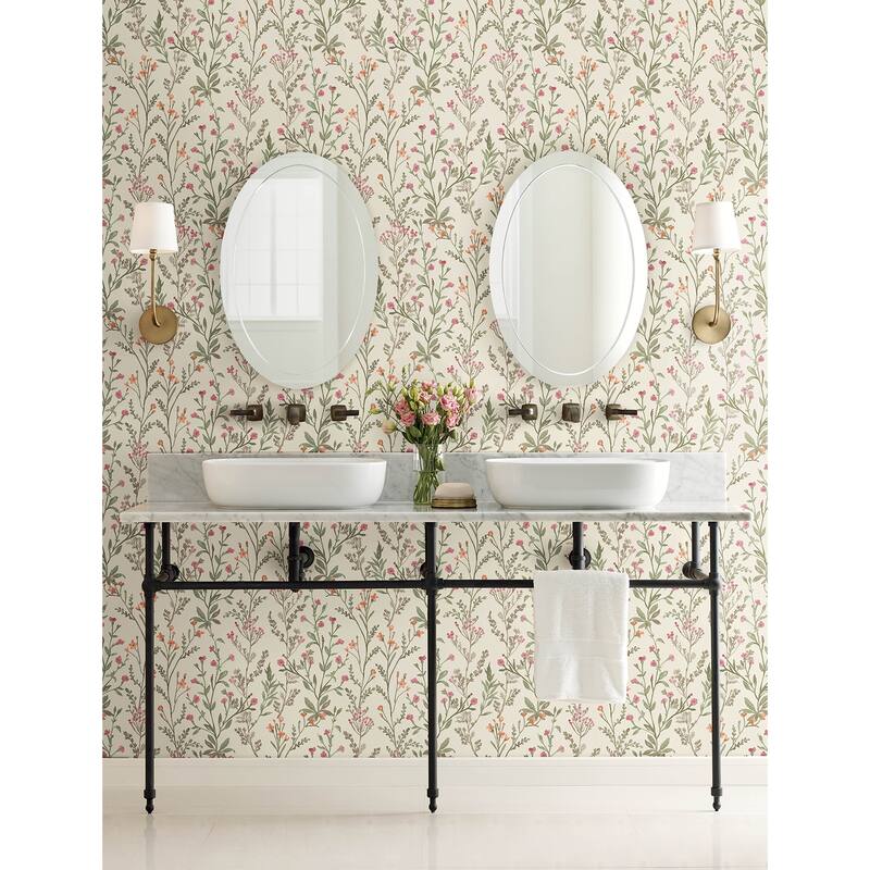 Chesapeake Laverne Green Wildflowers Wallpaper