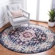 preview thumbnail 21 of 40, SAFAVIEH Madison Andra Boho Oriental Distressed Rug 6'7" Round - Navy/Ivory - Round