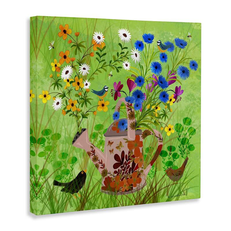 Stupell Bright Gardening Can & Birds Canvas Wall Art Design By Kay Widdowson