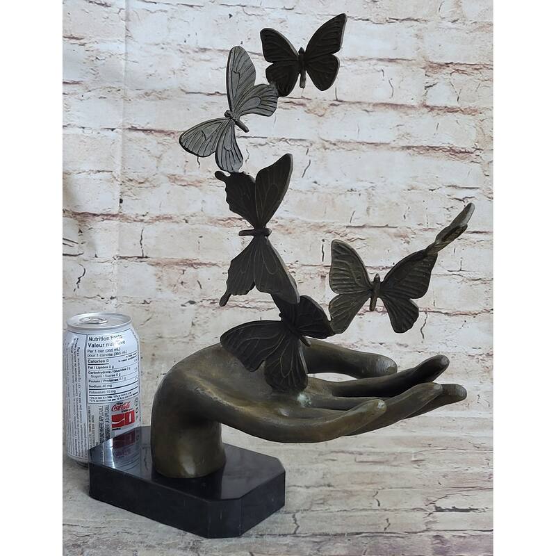 Butterflies In Hand Abstract Bronze Statue Sculpture Original Surreal Art 12 Inches X 11 Inches