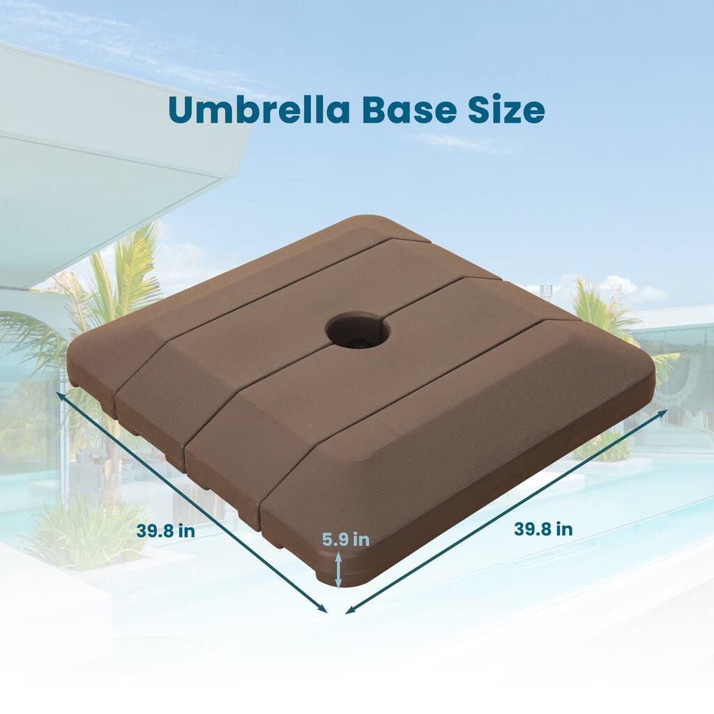 4 Pieces 243 lbs Coffee Patio Square HDPE Umbrella Base