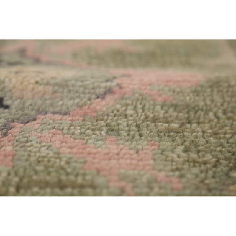 Green Geometric Heriz Serapi Indian Area Rug Handmade Wool Carpet - 7'10"x 9'11"