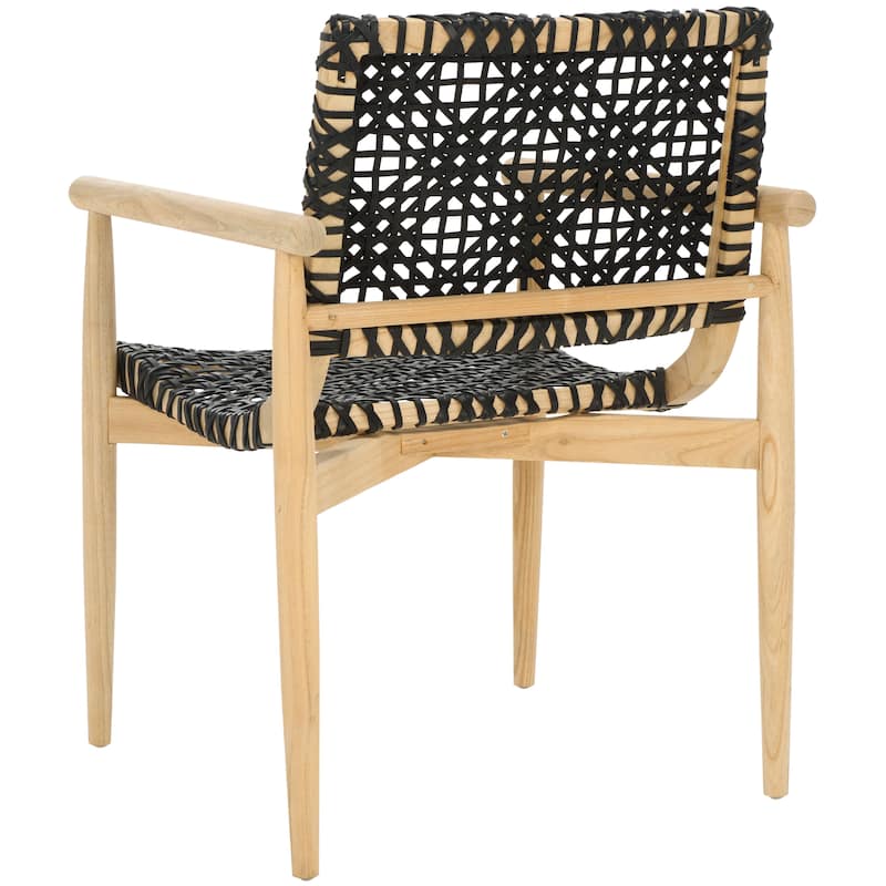 SAFAVIEH Clarissa Solid Wood & Leather Accent Chair (Fully Assembled) - W23" x D23" x H33" - 23Wx23Dx33H