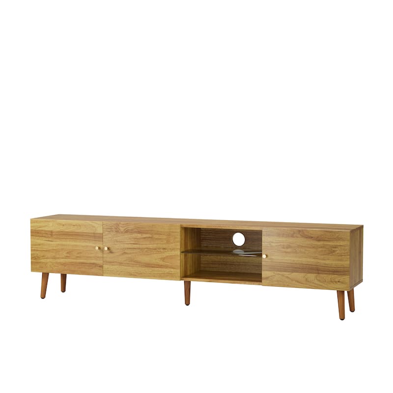 GDF Studio - 70-Inch Mid-Century TV Stand with Storage and Wooden Legs