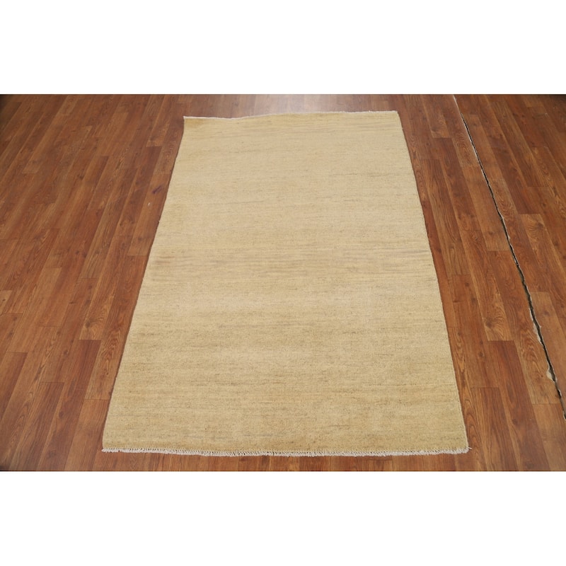Modern Gabbeh Oriental Foyer Rug Hand-Knotted Contemporary Wool Carpet - 3'5"x 4'11"