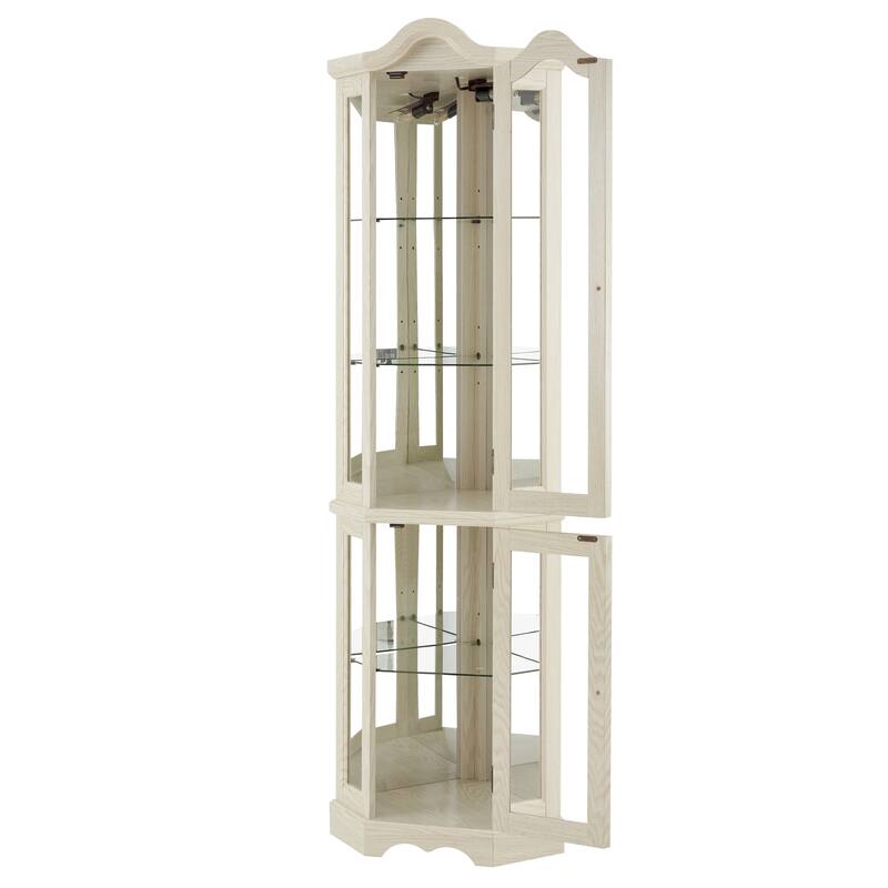 GDFStudio - Storage Corner Curio Cabinet with Lighted Glass Shelves