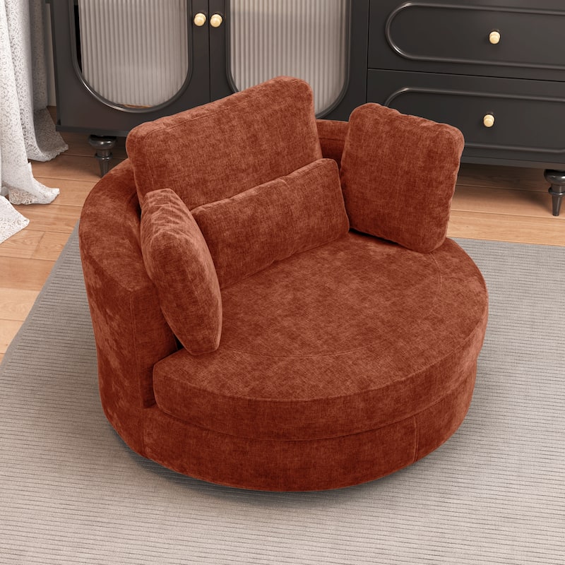 50.2"W Accent Barrel Chair,360° Swivel Club Chair with Metal Base