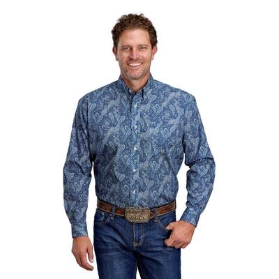 Roper Western Shirt Mens Paisley L/S Button Blue 03-001-0326-6025 BU