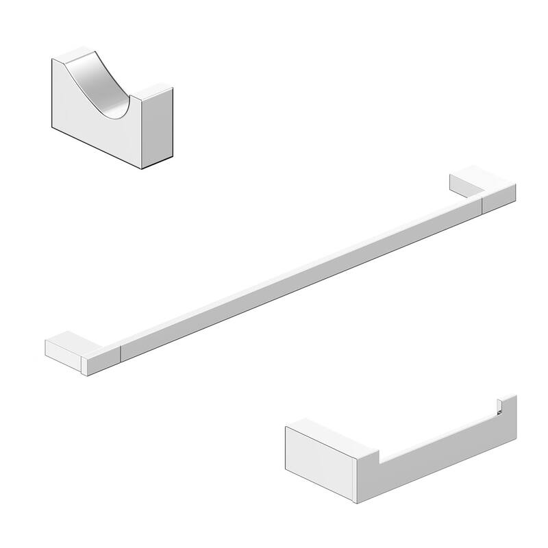 WS Bath Collections Kimono 3 Piece Bathroom Package with Towel Bar, - Polished Chrome