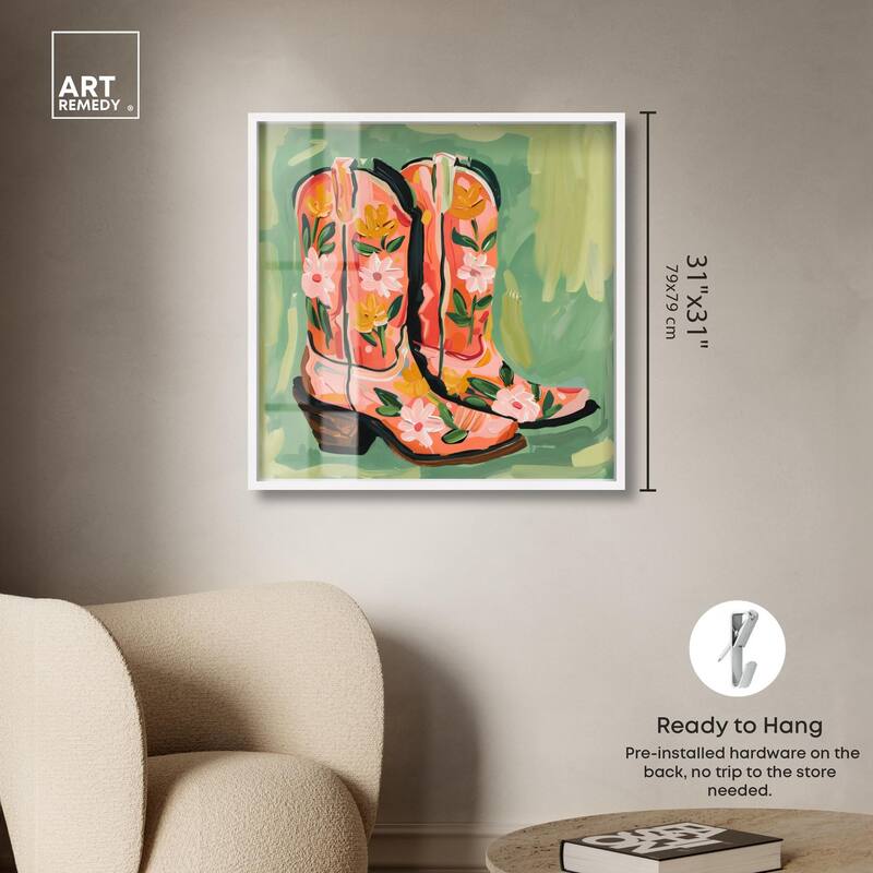 Wildflower Cowboy Boots Shadowbox by Art Remedy