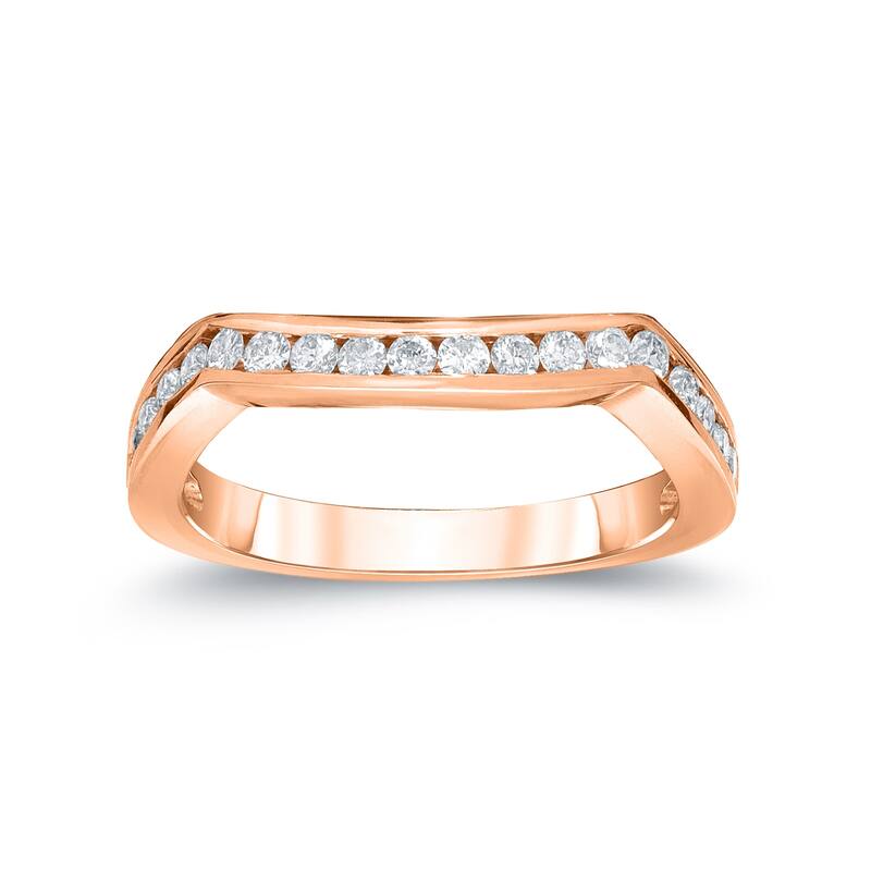 Auriya 14k Gold 3/8ct TDW 19-Stone Diamond Wedding Band - 9 - Rose