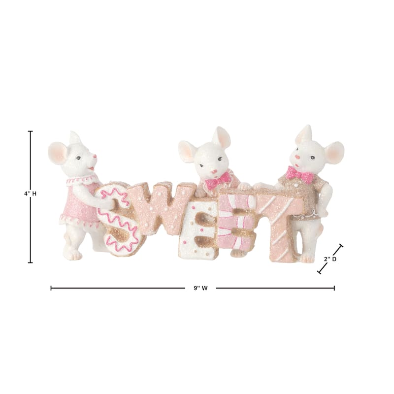 9" Resin "Sweet" Mice Table Piece