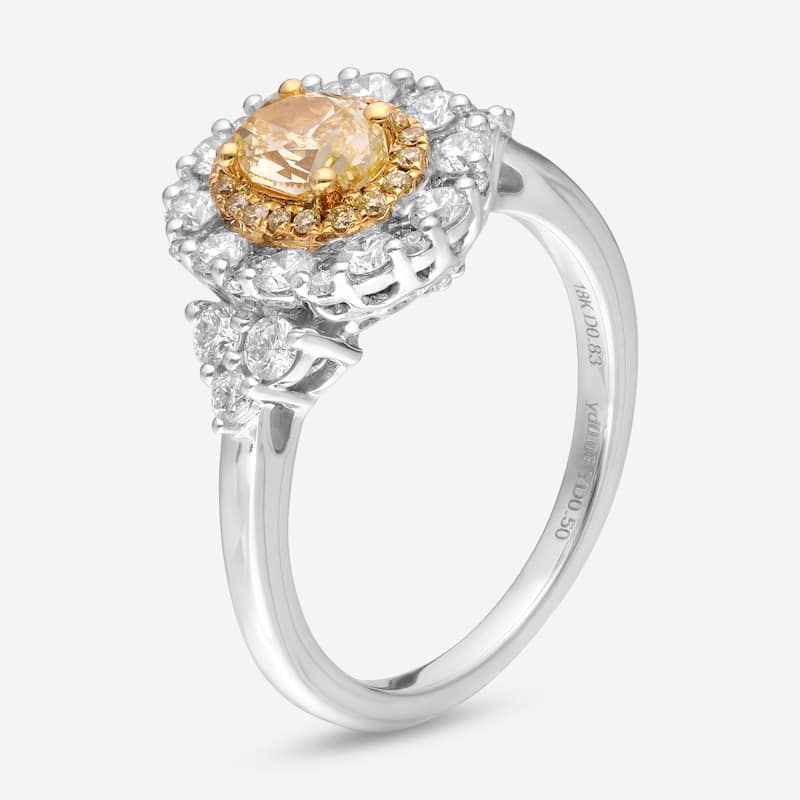 Gregg Ruth 18K White Gold, Fancy Yellow Diamond and White Diamond Engagement Ring Sz. 6.5