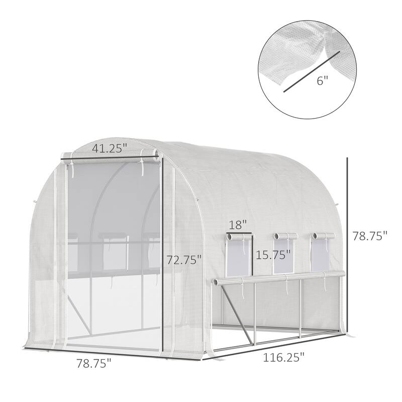 Outsunny 10' x 7' x 7' Walk-in Tunnel Greenhouse, Outdoor Plant Nursery with Anti-Tear PE Cover