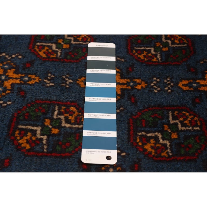 ECARPETGALLERY Hand-knotted Uzbek Kargahi Blue Wool Rug - 2'8 x 13'0